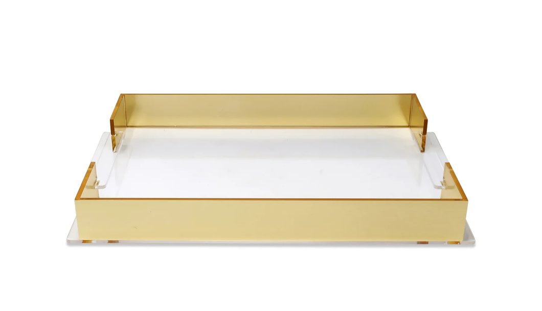 VST4591 Acrylic Rect. Tray with Gold Sides, 17.75