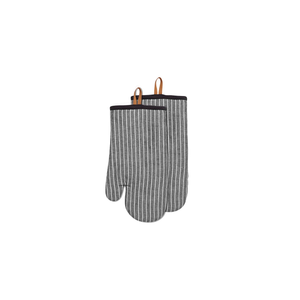 Chambray Stripe Oven Mitt Set of 2 Black