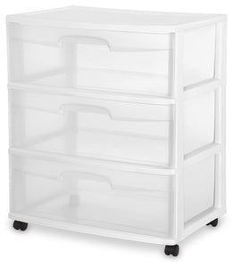 DRAWER/CART-3 22" WIDE-WHEEL-CL/WH