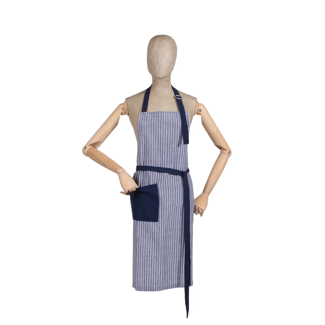 Chambray Stripe Ajustable Apron Blue