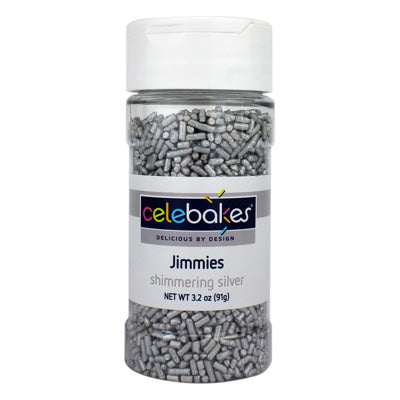 Celebakes Shimmering Silver Jimmies 3 oz.