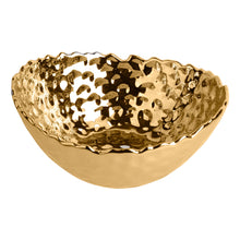 Load image into Gallery viewer, 16093 11&quot;L GOLD HAMMERED OVAL SERVE BOWL
