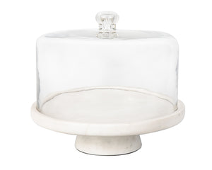 61980 • White Marble Cake Plate/dome