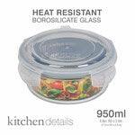 Round -950ml Shape High Borosilicate glass food container with pp lid (FDA) - 950 ML