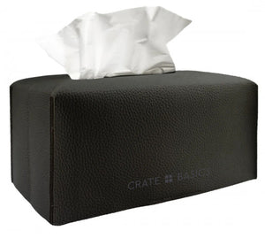 Matte Black Tissue Box Pleather