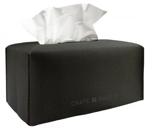 Matte Black Tissue Box Pleather