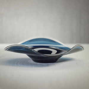 POL-1170 Tropezana Wave Glass Bowl - Blue - 13.75 in