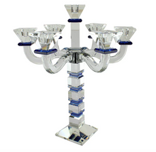 Load image into Gallery viewer, J-CSCH-25-BL Set of 2 Crystal Candlesticks Blue Square
