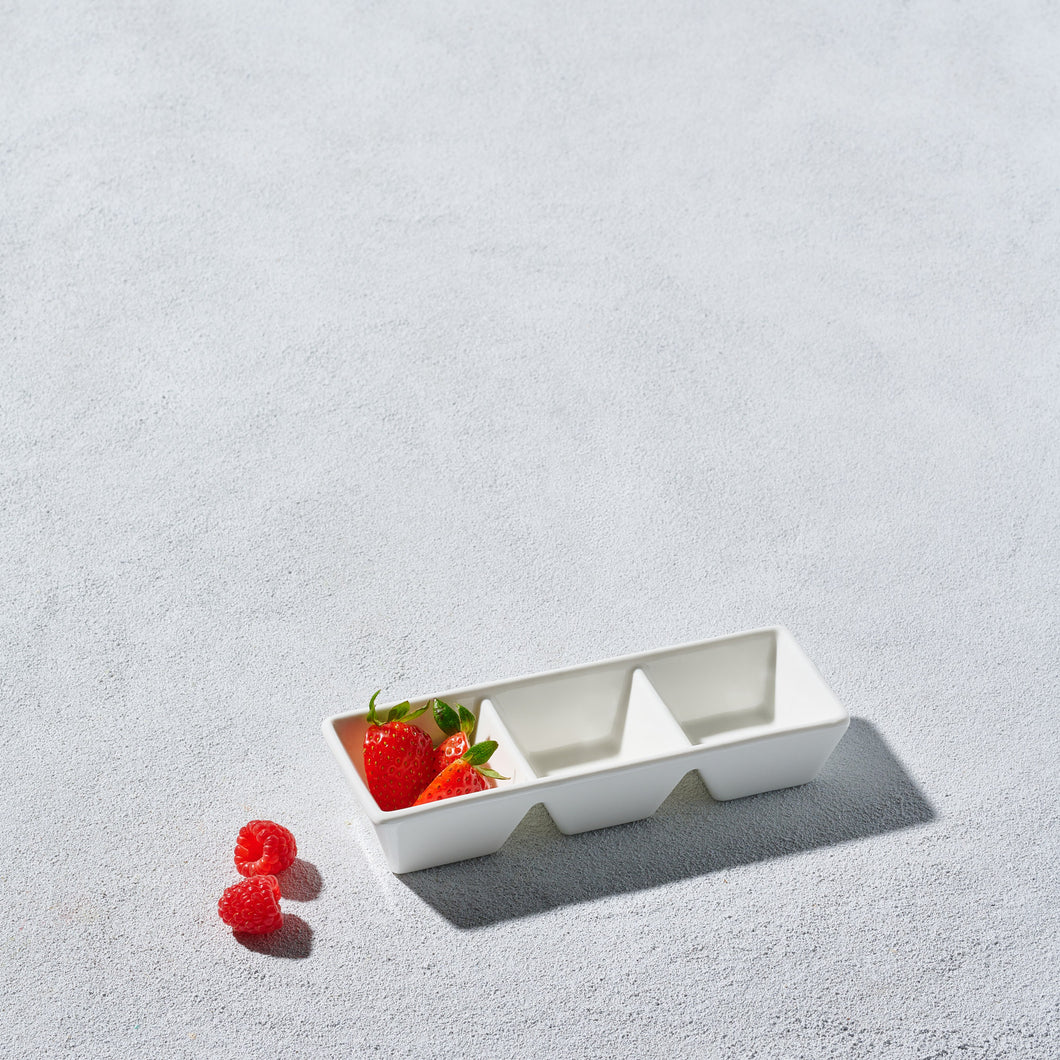 VL-SR3 3 Sectional Rectangle Dish, White, 7