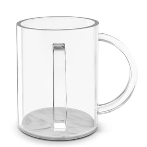 WCGM Clear Lucite Washing Cup with Grey Marble Bottom and Clear Handles 4” Diameter and 5” Height