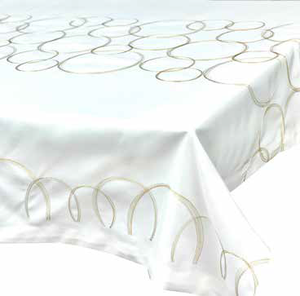 GRID-80X200 SPILL-PROOF METALIC CIRCLE TABLECLOTH