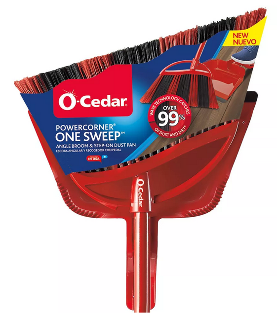 OCEDAR LG. POWER CORNER BROOM W/ STEP ON DUST PAN