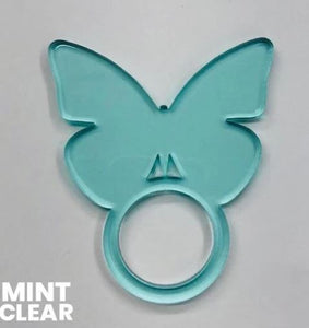 Set of 4 Clear Mint Butterfly Napkin Ring