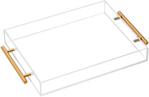 Vikko Serving - Acrylic Tray with Gold Handle, 14" X 20"x 2"H