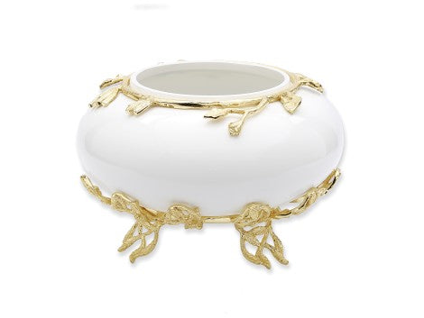 CRB2061W White Glass Bowl with Gold Detail - 10