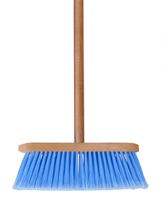 Wooden broom with Blue Bristles