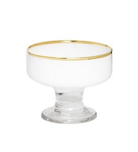 GDG2973W White Dessert Cups with Clear Stem and Gold Rim