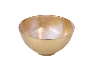 MB157 Gold-White Marble Bowl - 6"D