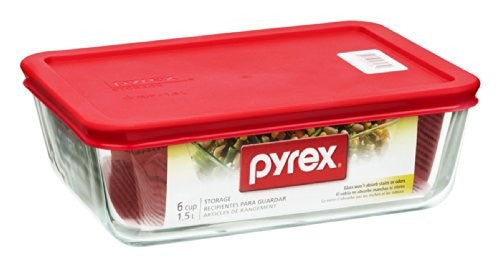 PYREX-RECT* 6cup-BAKE DISH-RED COV