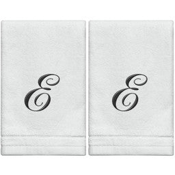 MWE-07194 E - Cotton velour monogram towel ) - White/Black