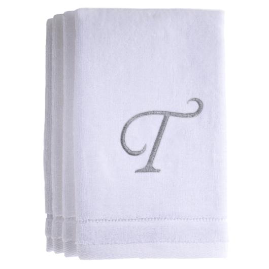 T - Cotton velour monogram towel - White