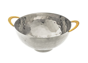 MVGB05 Stainless Bowl with Gold Spaghetti Handles- Goldtone Collection 12.5 x 10 x 5.2