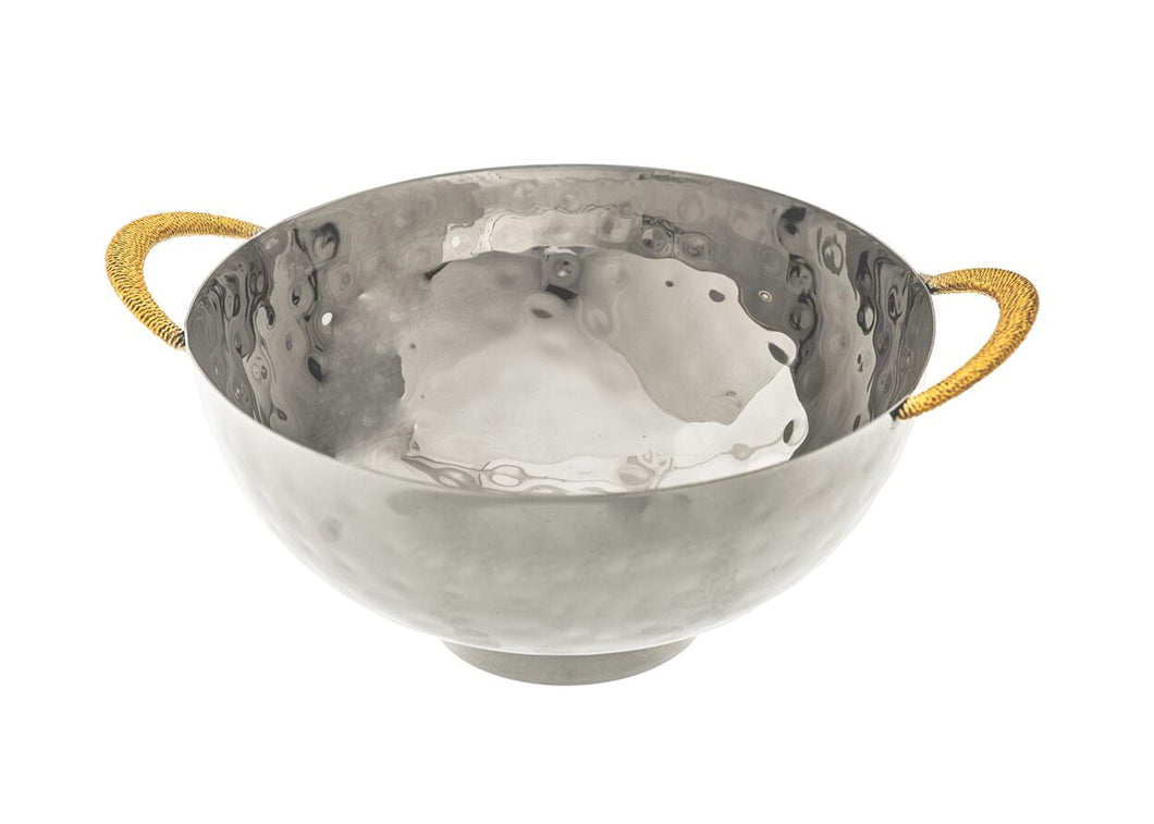 MVGB05 Stainless Bowl with Gold Spaghetti Handles- Goldtone Collection 12.5 x 10 x 5.2