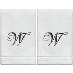 MWW-07209 W - Cotton velour monogram towe- White/Black