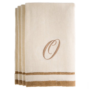 O - Cotton velour monogram towel - Ivory