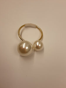 2 Pearls 1 Big 1 Small Gold Napkin Ring