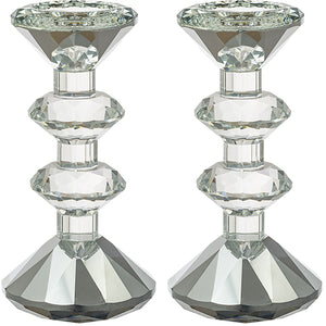 UK40723 Pair of Crystal Elegant Candlesticks 15.5 cm