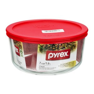 PYREX-ROUND-7cup-BAKE DISH-RED COV