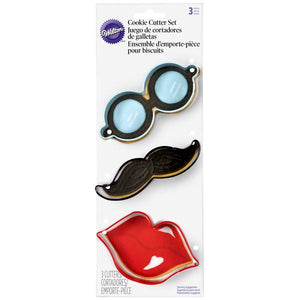 Wilton 2308-3740 3-Piece Glasses, Mustach, Lips Cookie Cutter