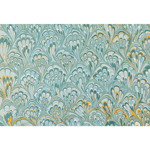 KPM1009 Blue & Gold Peacock Marbled - 12  Sheets