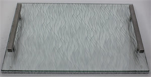 CT11 Lucite/Glass Challah Tray - Swirl Design Clear and Silver