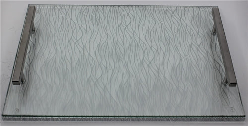 CT11 Lucite/Glass Challah Tray - Swirl Design Clear and Silver