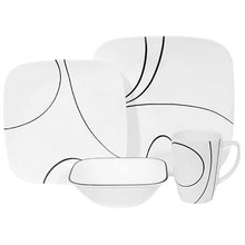 Load image into Gallery viewer, CORELLE MUGLESS SQ. 12pc SET SIMPLE LINES Service For 4
