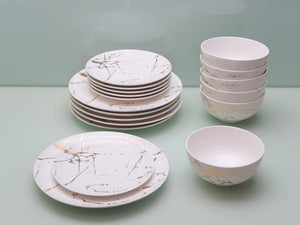 Danico Service For 6 White Marble Gold Dinnerware