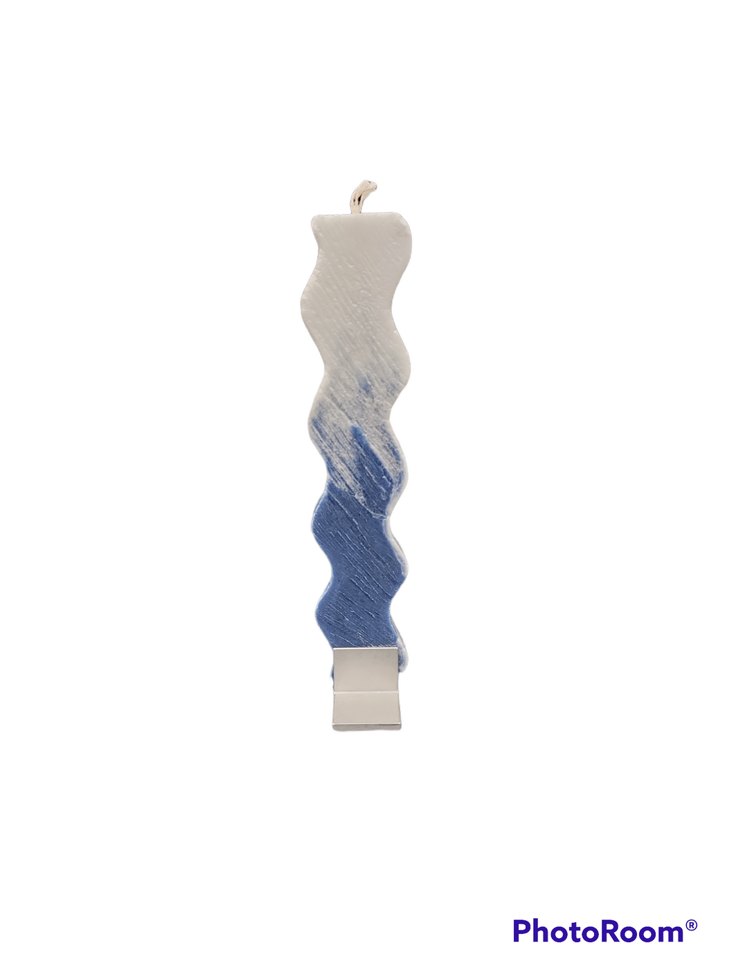 Rippled Havdallah  Candle Blue White