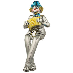 UK46032 Polyresin Clown Figurine With Cloth Legs 12 Cm- Accordion Player