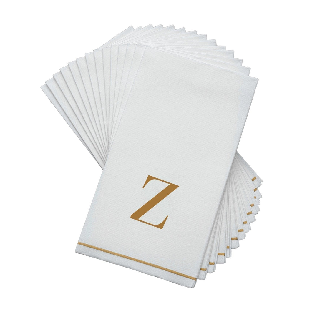 14 PK White and Gold Guest Paper Napkins  - Letter Z