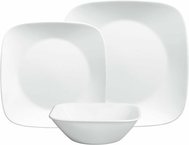 CORELLE SET 12pc SQ PURE WHITE