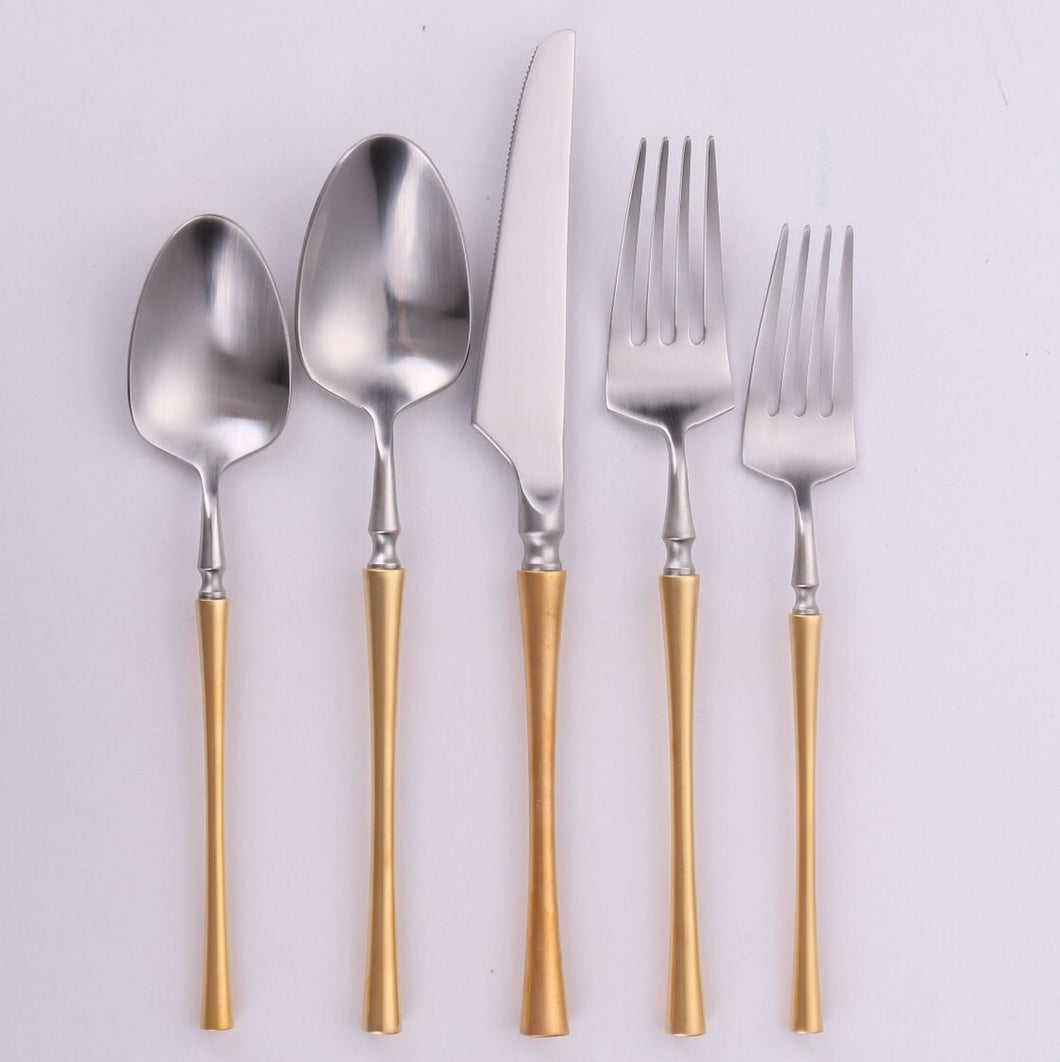 FSLM-1811GSM TAJ Majestic Flatware Two Tone Matte Gold Service For 4