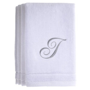 I- Cotton velour monogram towel - White