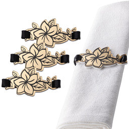 NW-FL-GO Napkin Wrap - Floral Gold - Set of 4