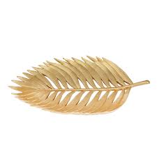 14455-01 POLYRESIN 14" PALM LEAF DECORATION, GOLD