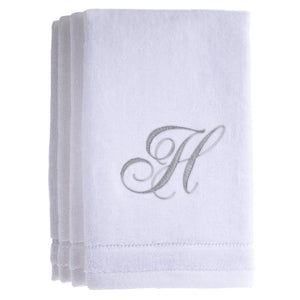 H - Cotton velour monogram towel - White