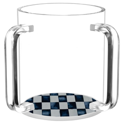 J-WCLP-CB PAINTED LUCITE WASH CUP-CHECKERED BLK