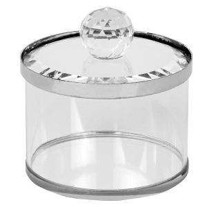 181528 Crystal Honey Dish Silver Rim 2x2.5"