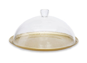 CCD2171 Gold Cake Plate with Glass Dome - 12"D